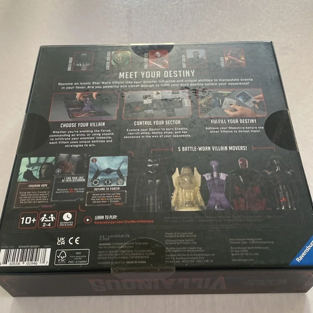STAR WARS Villainous Board Game 2 to 4 Players Age 10 years and Up  NWOT